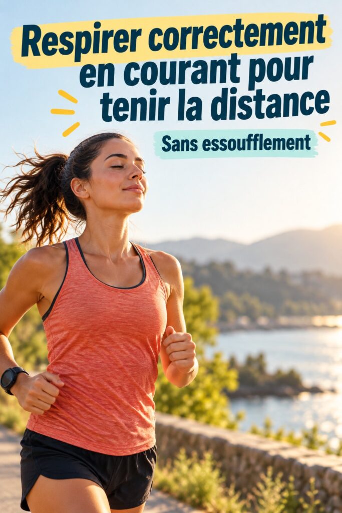 Femme courant dans un parc, appliquant une méthode de respiration efficace